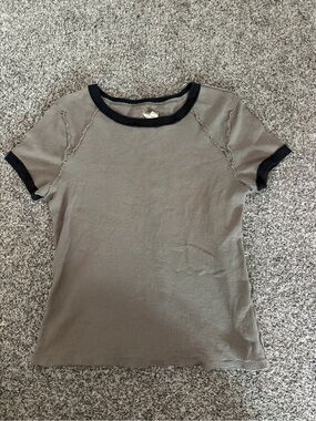 We the Free Classic Ringer Tee in Gray with Black Trim